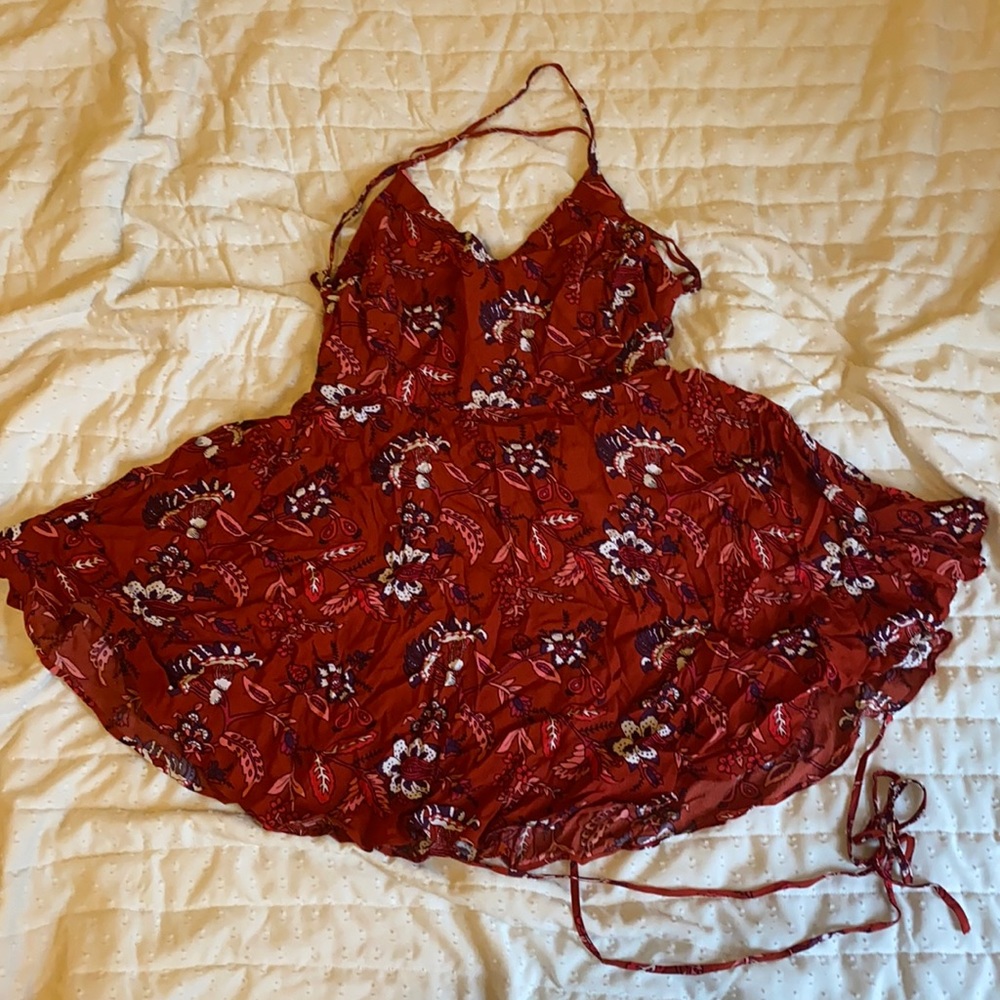 Forever 21 Open back Dress in Red with Florals.
